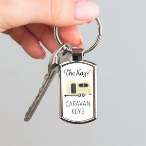 Personalised Name Caravan Keys Metal Keyring