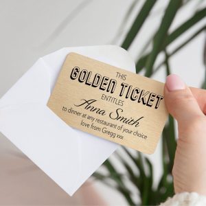 Personalised Golden Ticket Metal Wallet Card