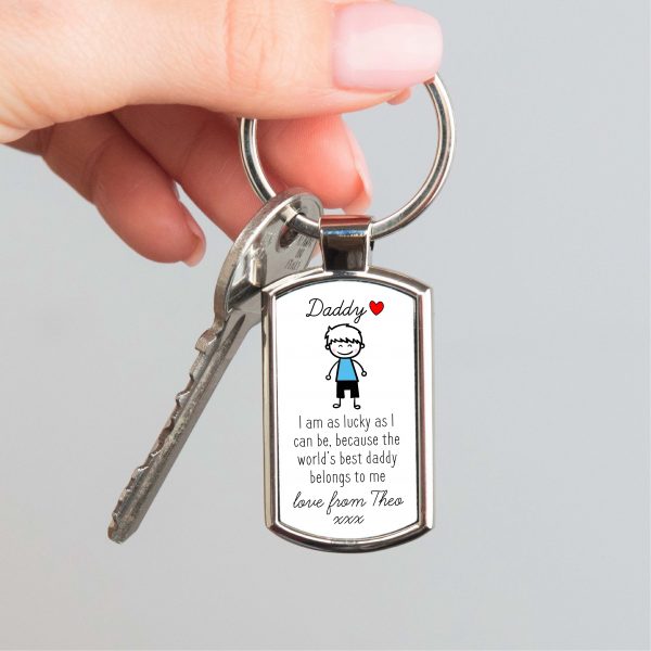 Personalised World's Best Daddy Metal Keyring From Son