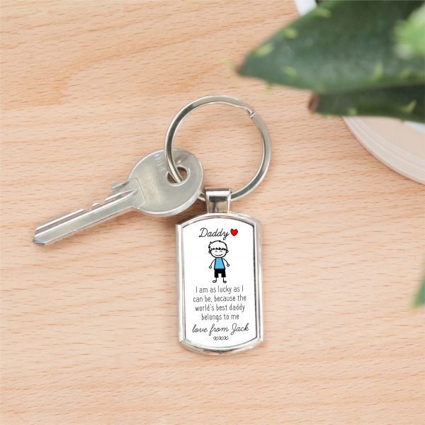 Personalised World's Best Daddy Metal Keyring From Son - Image 2