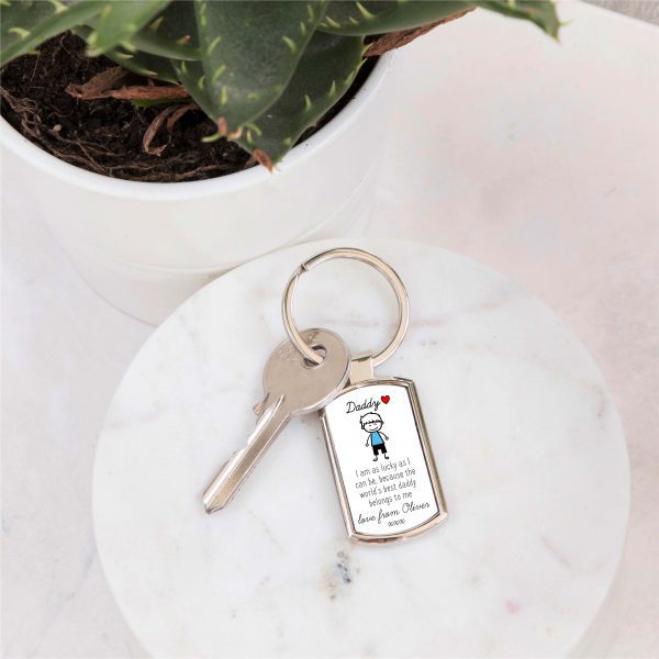Personalised World's Best Daddy Metal Keyring From Son - Image 3