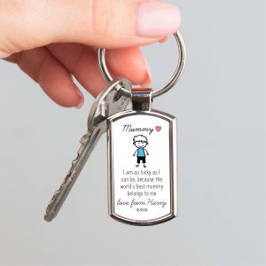 Personalised World's Best Mummy Metal Keyring From Son - Gift for Mummy