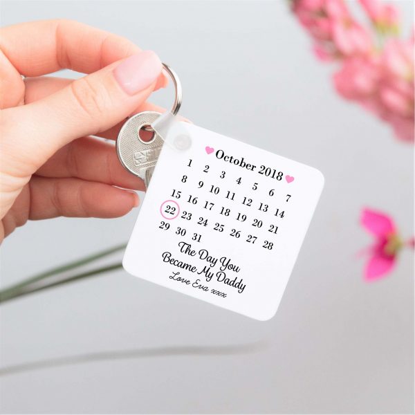 Personalised The Day You Became My Daddy Date Plastic Keyring - Image 2