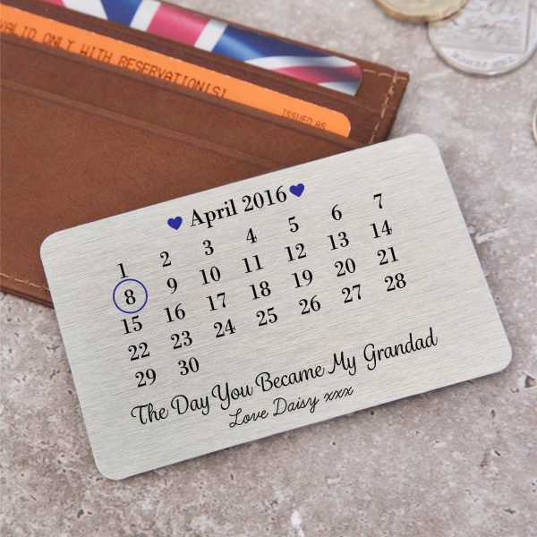Personalised Day You Became My Grandad Metal Wallet Card