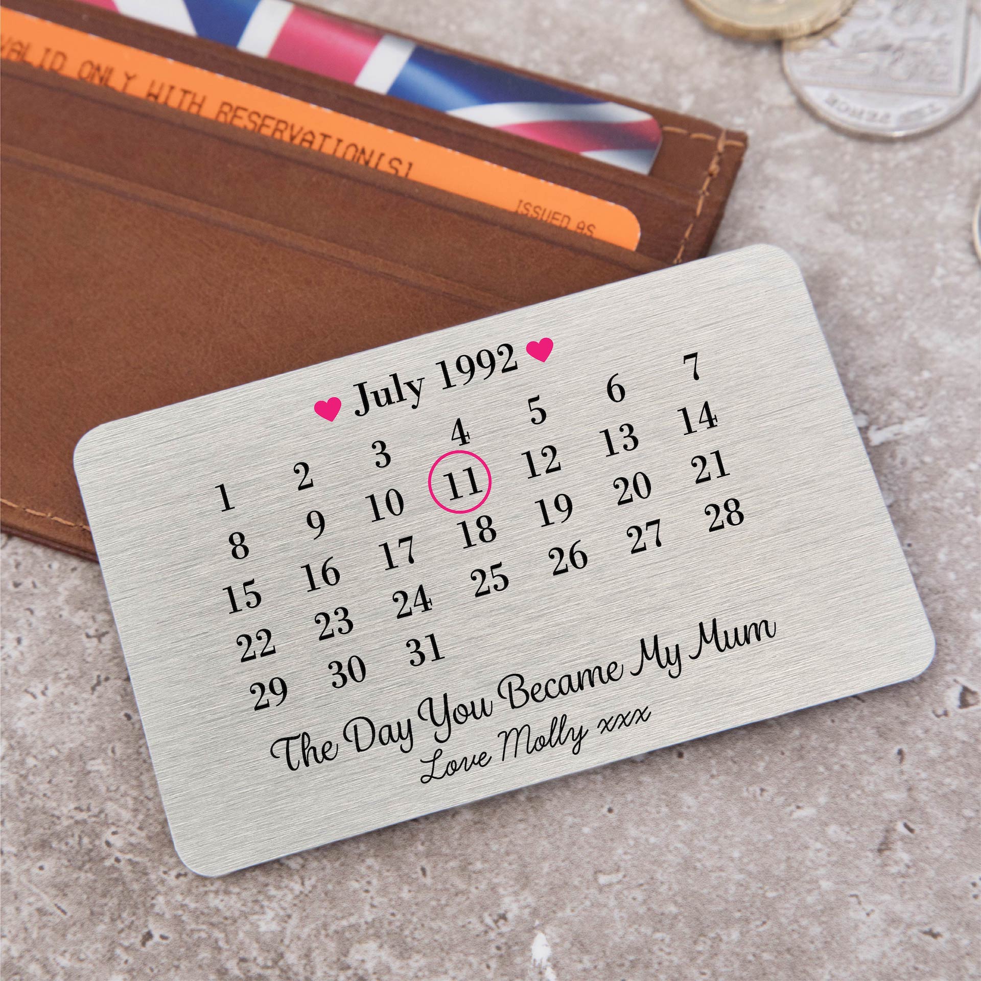 Personalised Day You Became My Mum Metal Wallet Card - Image 2