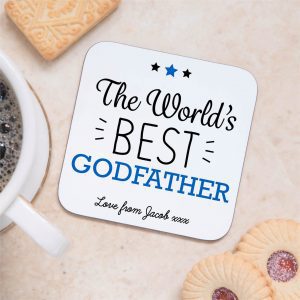 Personalised World's Best Godfather Wooden Coaster - Gift for Godfather