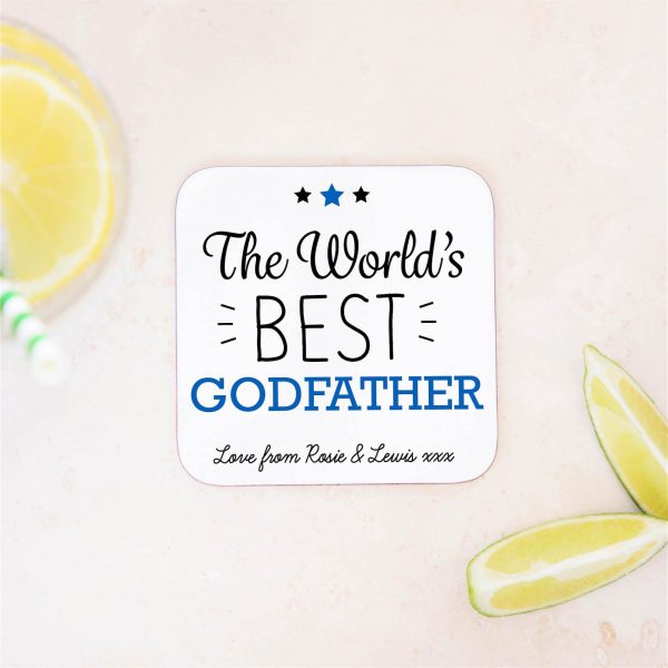 Personalised World's Best Godfather Coaster Mat - Image 2