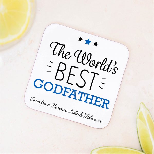Personalised World's Best Godfather Coaster Mat - Image 4