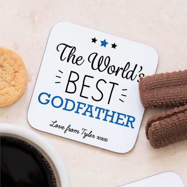 Personalised World's Best Godfather Coaster Mat - Image 5