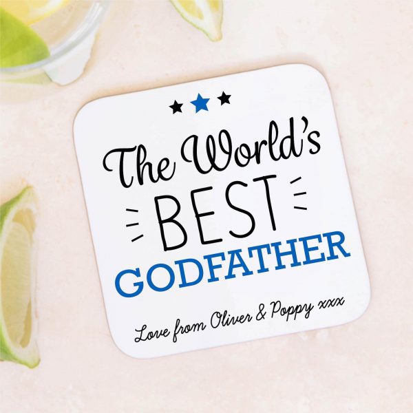 Personalised World's Best Godfather Coaster Mat - Image 6
