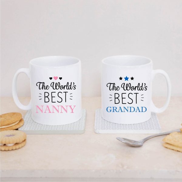 World's Best Nanny & Grandad Pair Of Ceramic Mugs Cups