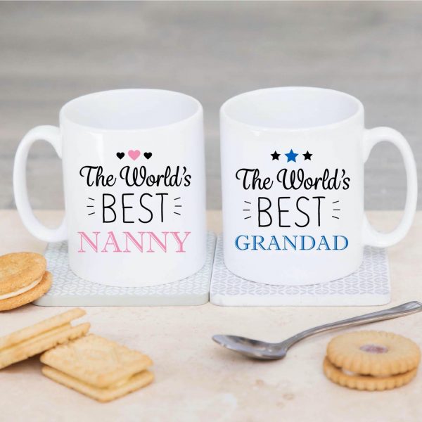 World's Best Nanny & Grandad Pair Of Ceramic Mugs Cups - Image 2