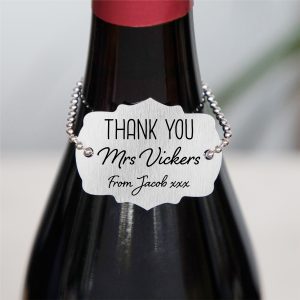 Personalised Thank You Teacher Metal Wine Bottle Tag - Teacher Appreciation Gift