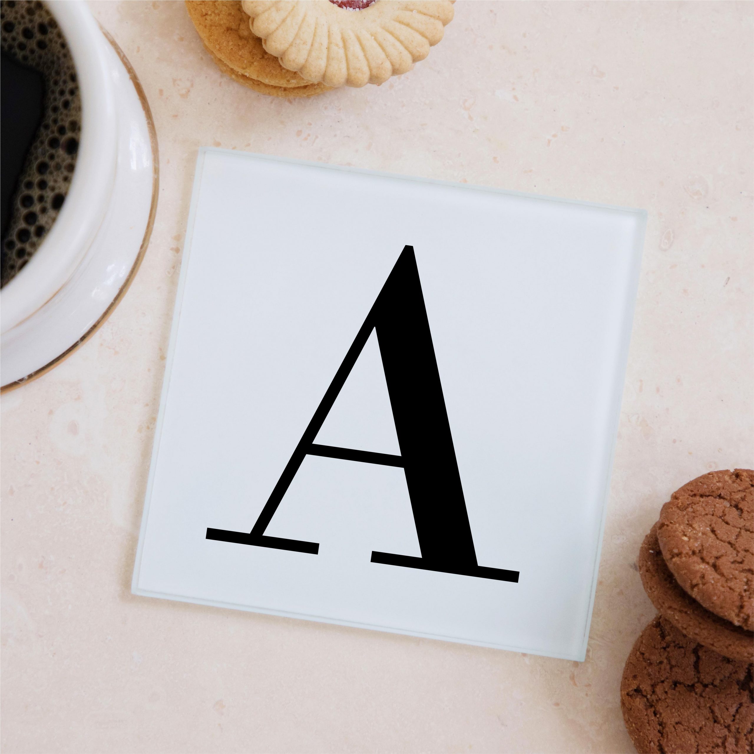Alphabet Letter Glass Coaster - Housewarming Gift - Image 4