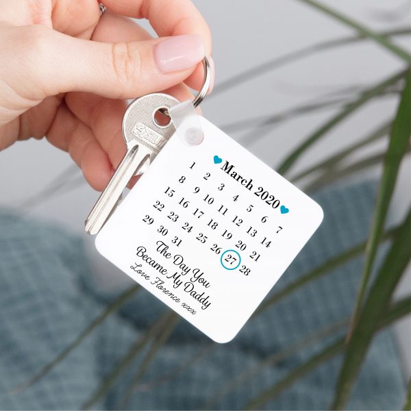 Personalised Double Sided Day You Became My Daddy Date Plastic Keyring - Image 2