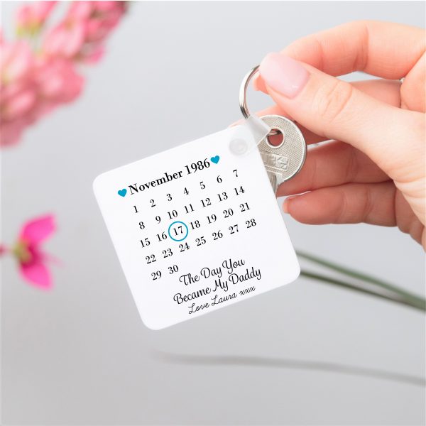 Personalised Double Sided Day You Became My Daddy Date Plastic Keyring - Image 7