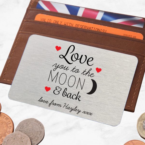 Personalised Love You To The Moon & Back Metal Wallet Card - Image 2