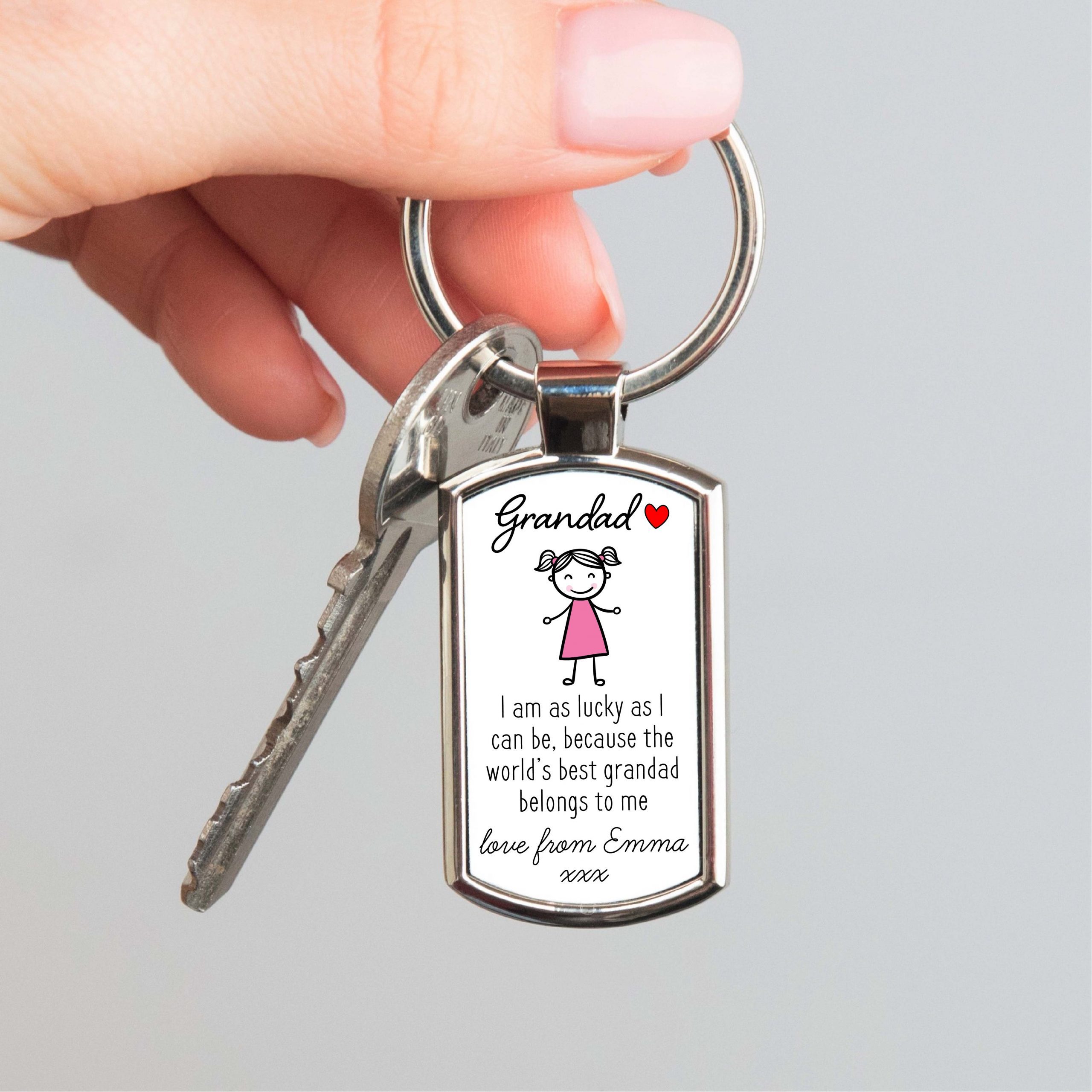 Personalised World's Best Grandad Metal Keyring From Granddaughter - Gift for Grandad