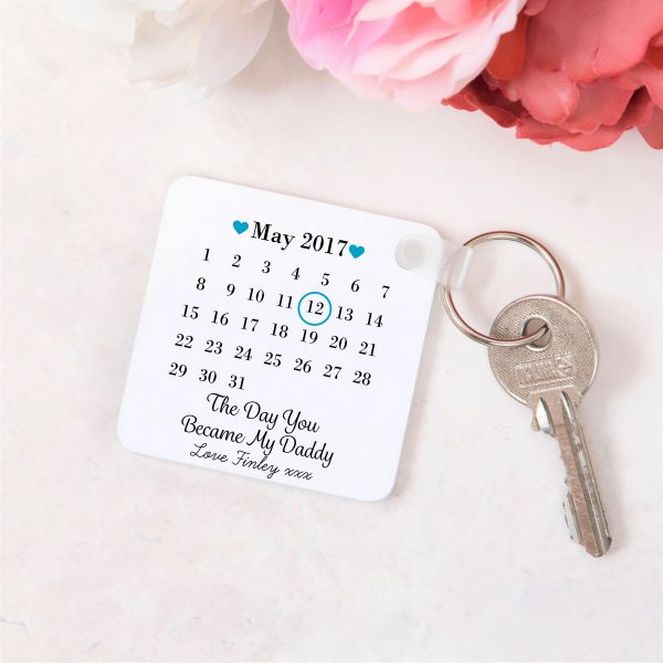 Personalised Double Sided Day You Became My Daddy Date Plastic Keyring - Image 6