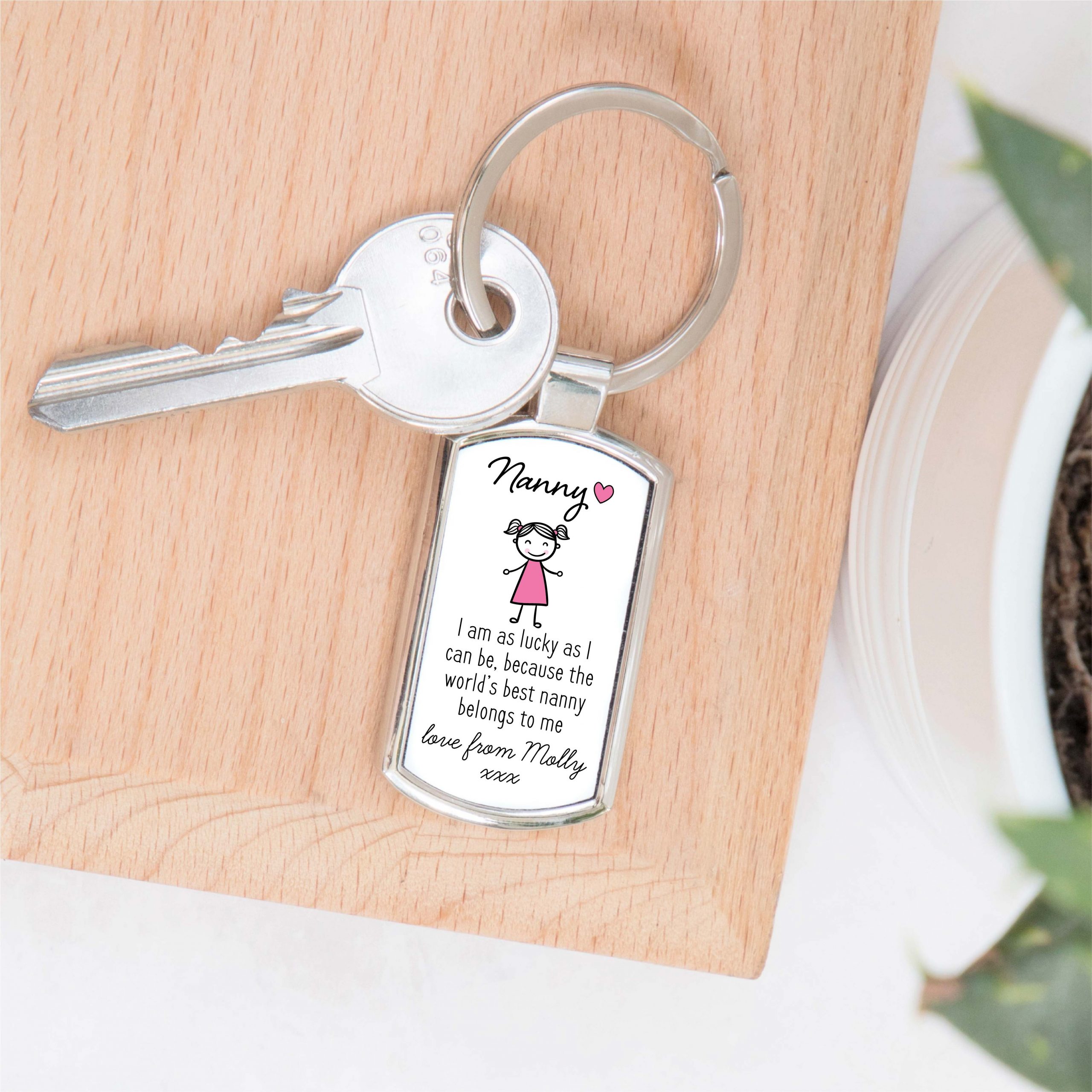 Personalised World's Best Nanny Metal Keyring From Granddaughter - Gift for Nanny - Image 4