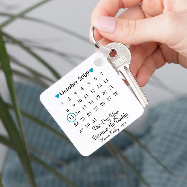 Personalised Double Sided Day You Became My Daddy Date Plastic Keyring - Image 5