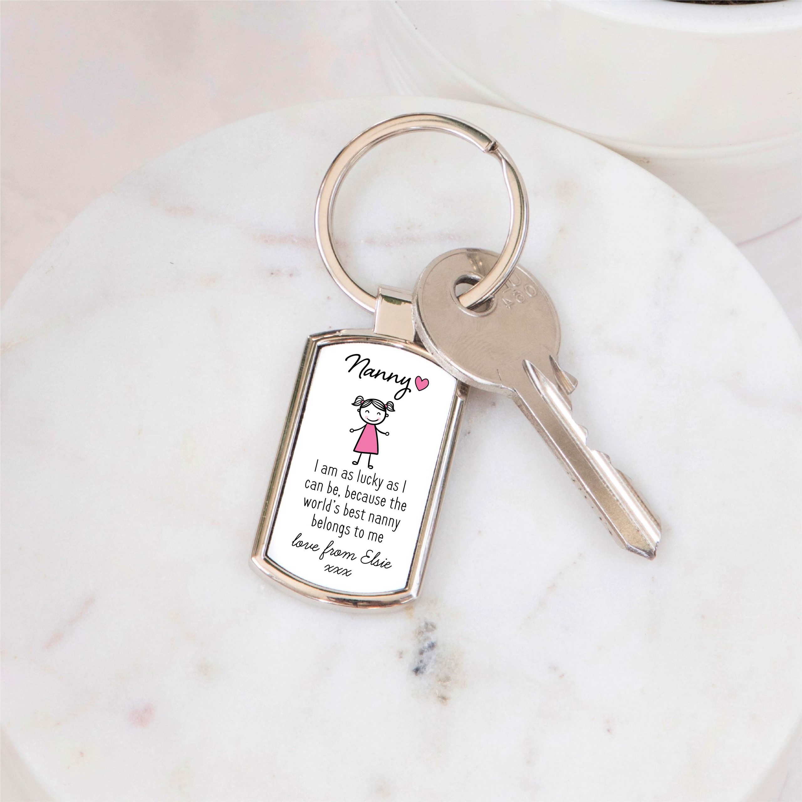Personalised World's Best Nanny Metal Keyring From Granddaughter - Gift for Nanny - Image 5
