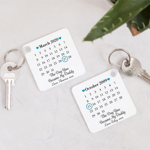 Personalised Double Sided Day You Became My Daddy Date Plastic Keyring