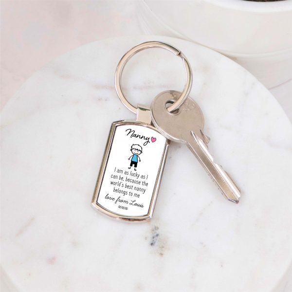 Personalised World's Best Nanny Metal Keyring From Grandson - Image 5