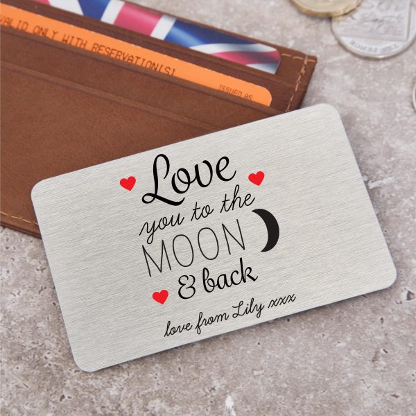 Personalised Love You To The Moon & Back Metal Wallet Card - Image 4