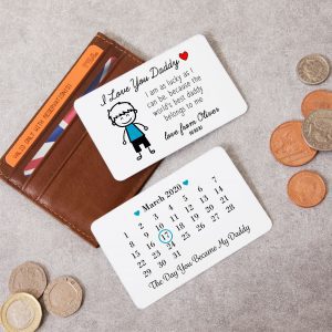 Personalised Day You Became My Daddy Date Double Sided Metal Wallet Card From Son