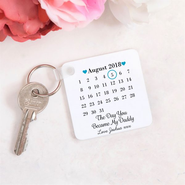 Personalised Double Sided Day You Became My Daddy Date Plastic Keyring - Image 3