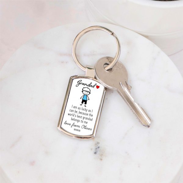 Personalised World's Best Grandad Metal Keyring From Grandson - Image 5