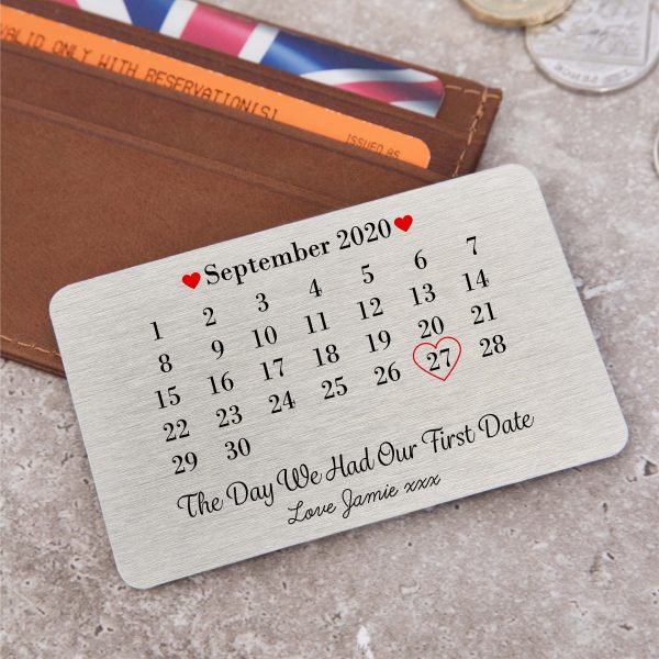 Personalised Our First Date Metal Wallet Card - Image 4