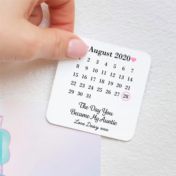 Personalised The Day You Became My Auntie Date Metal Fridge Magnet