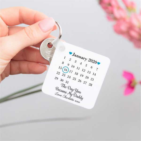 Personalised Double Sided Day You Became My Daddy Date Plastic Keyring - Image 4