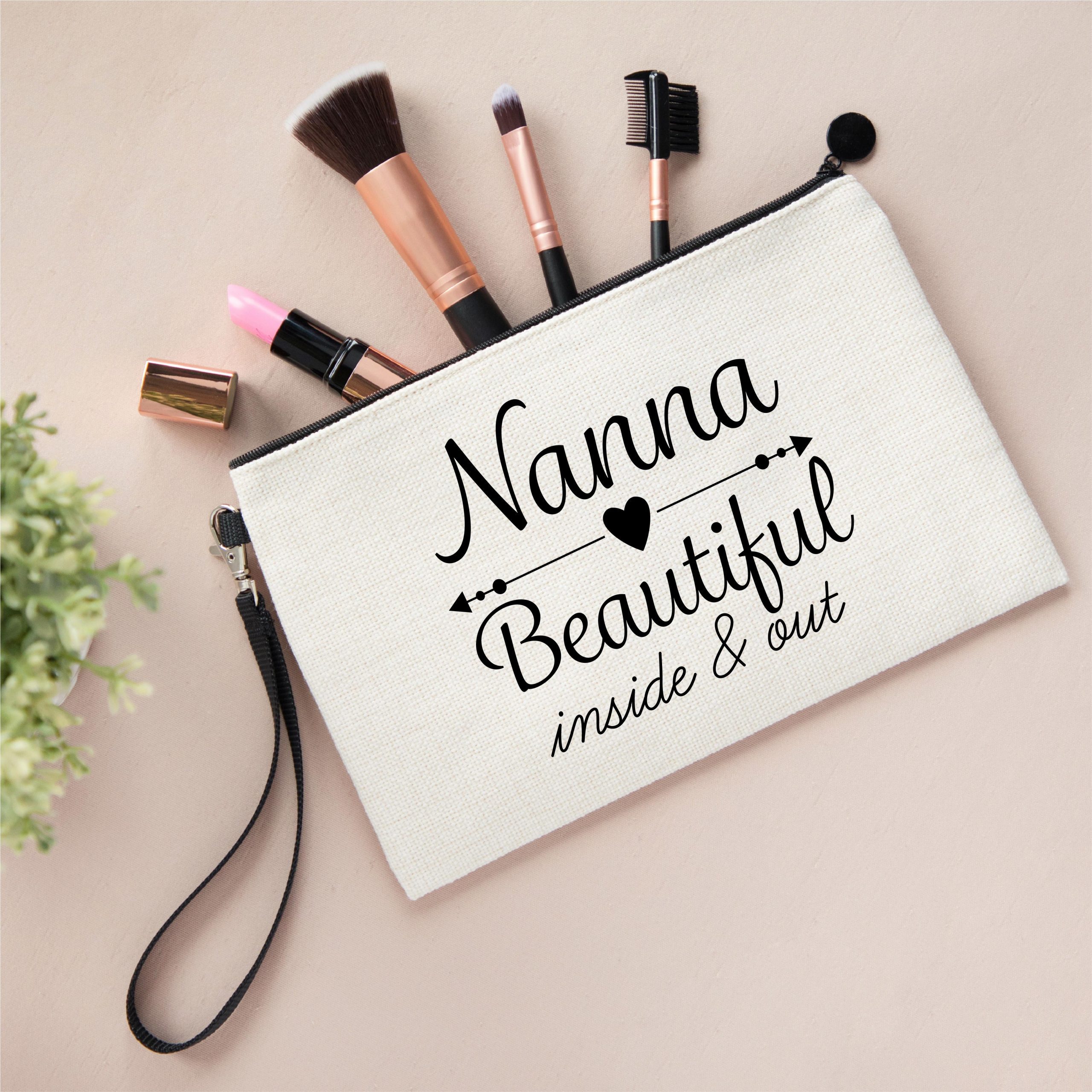 Personalised Beautiful Nanna Linen Make Up Bag - Gift for Nanna - Image 2