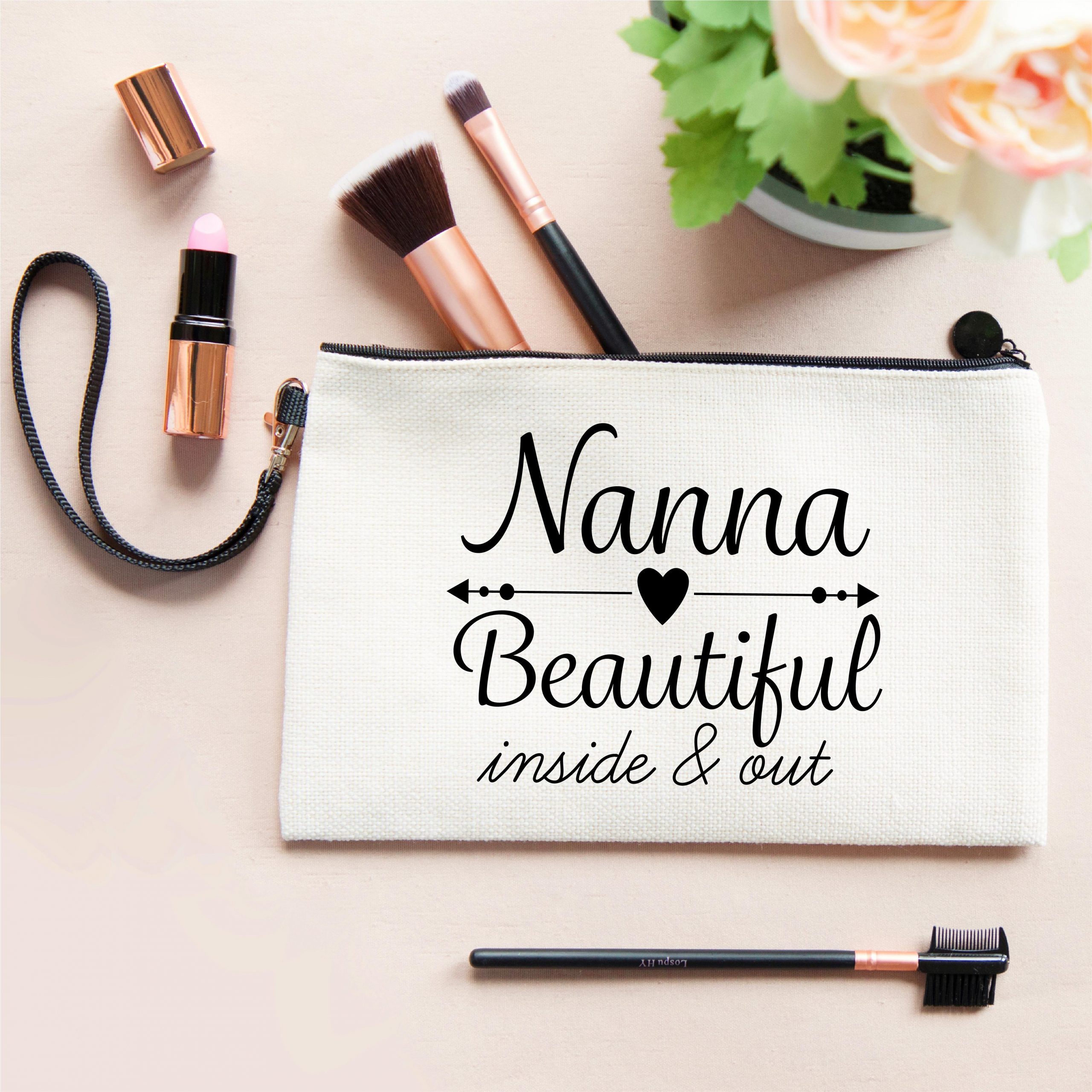Personalised Beautiful Nanna Linen Make Up Bag - Gift for Nanna - Image 4
