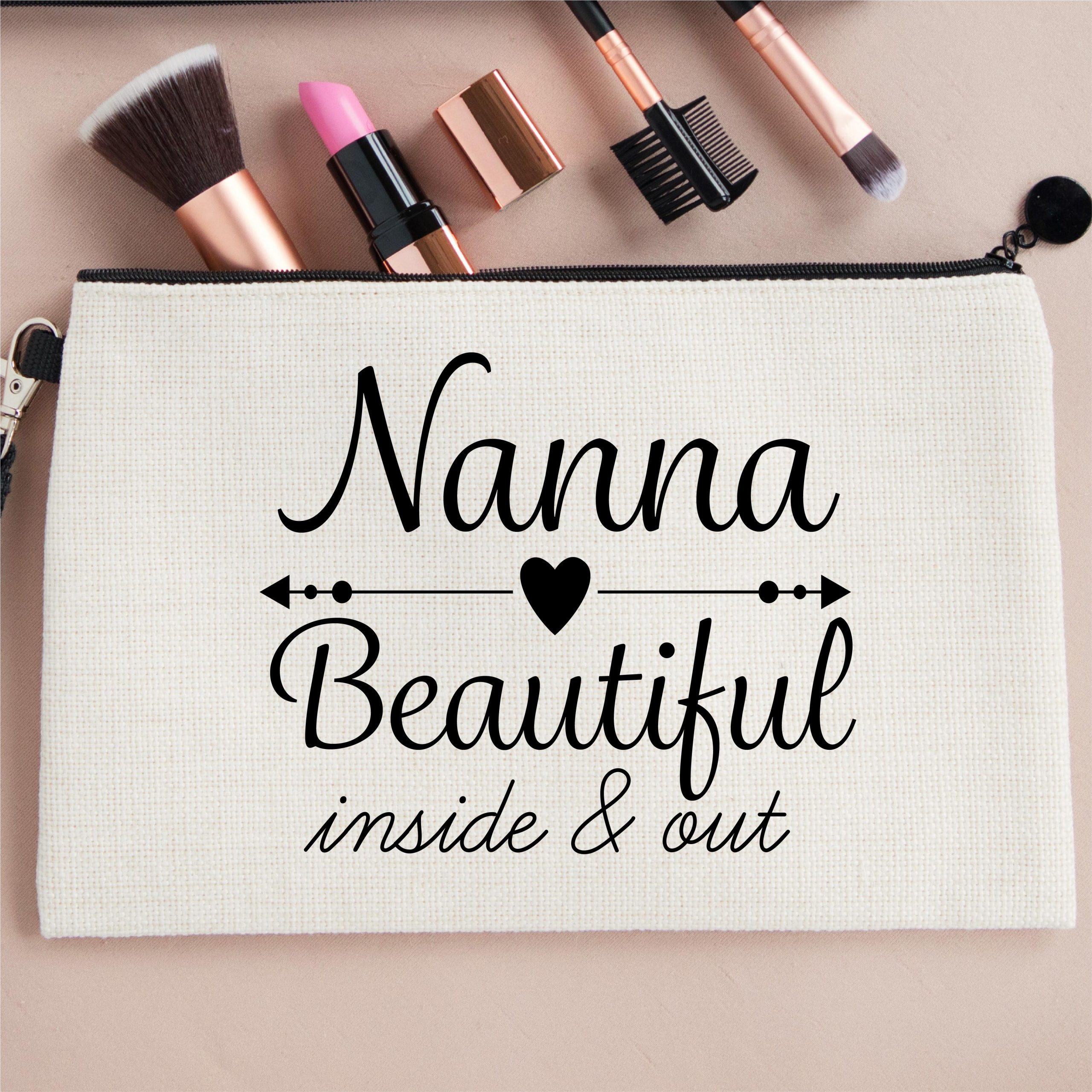 Personalised Beautiful Nanna Linen Make Up Bag - Gift for Nanna - Image 8