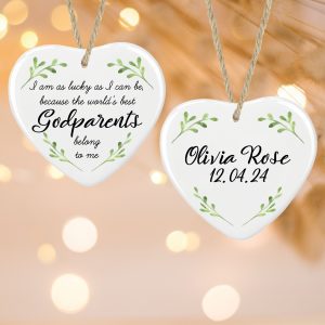 Personalised Godparents Ceramic Decoration - Gift for Godparents