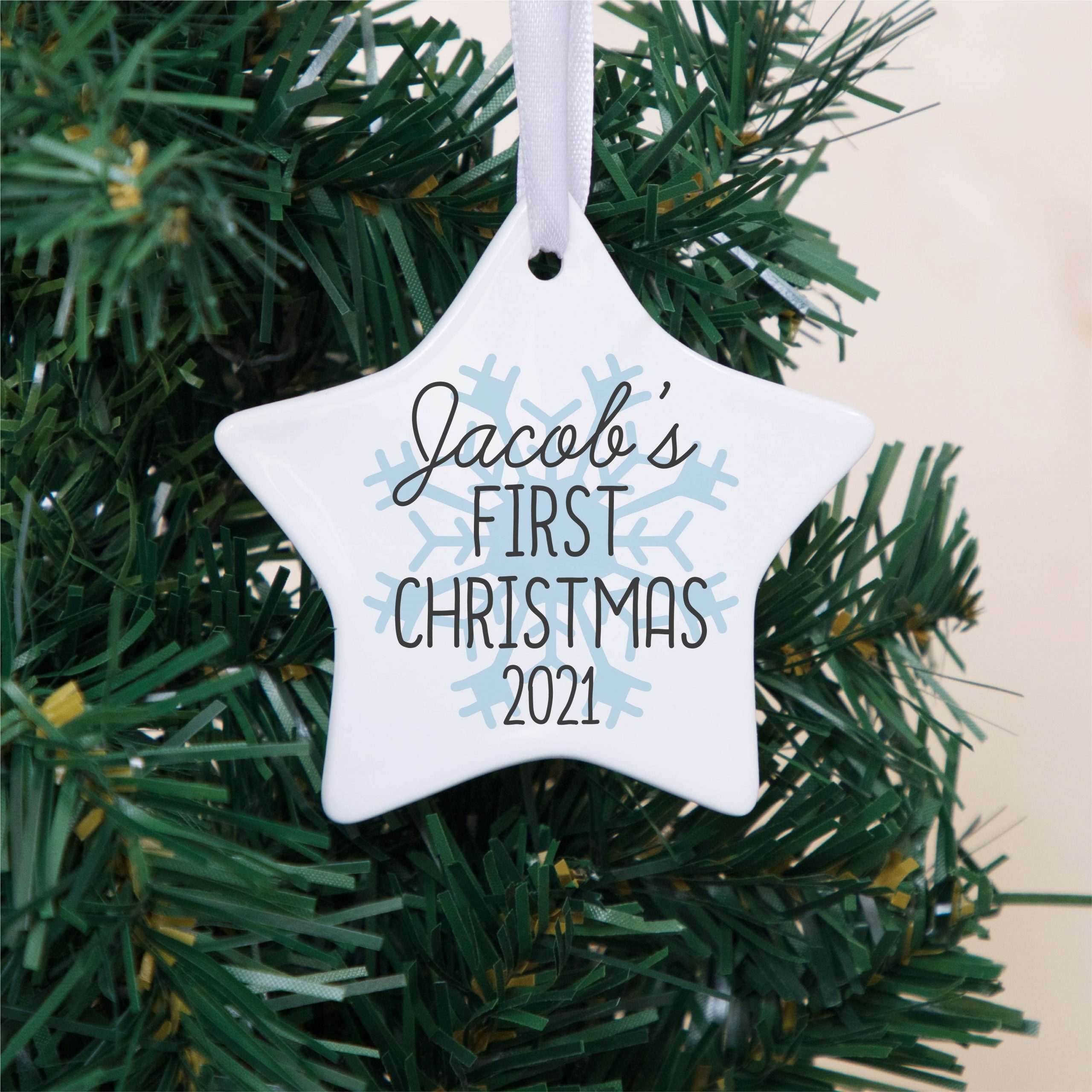 Personalised First Christmas Ceramic Christmas Tree Bauble - Family Keepsake