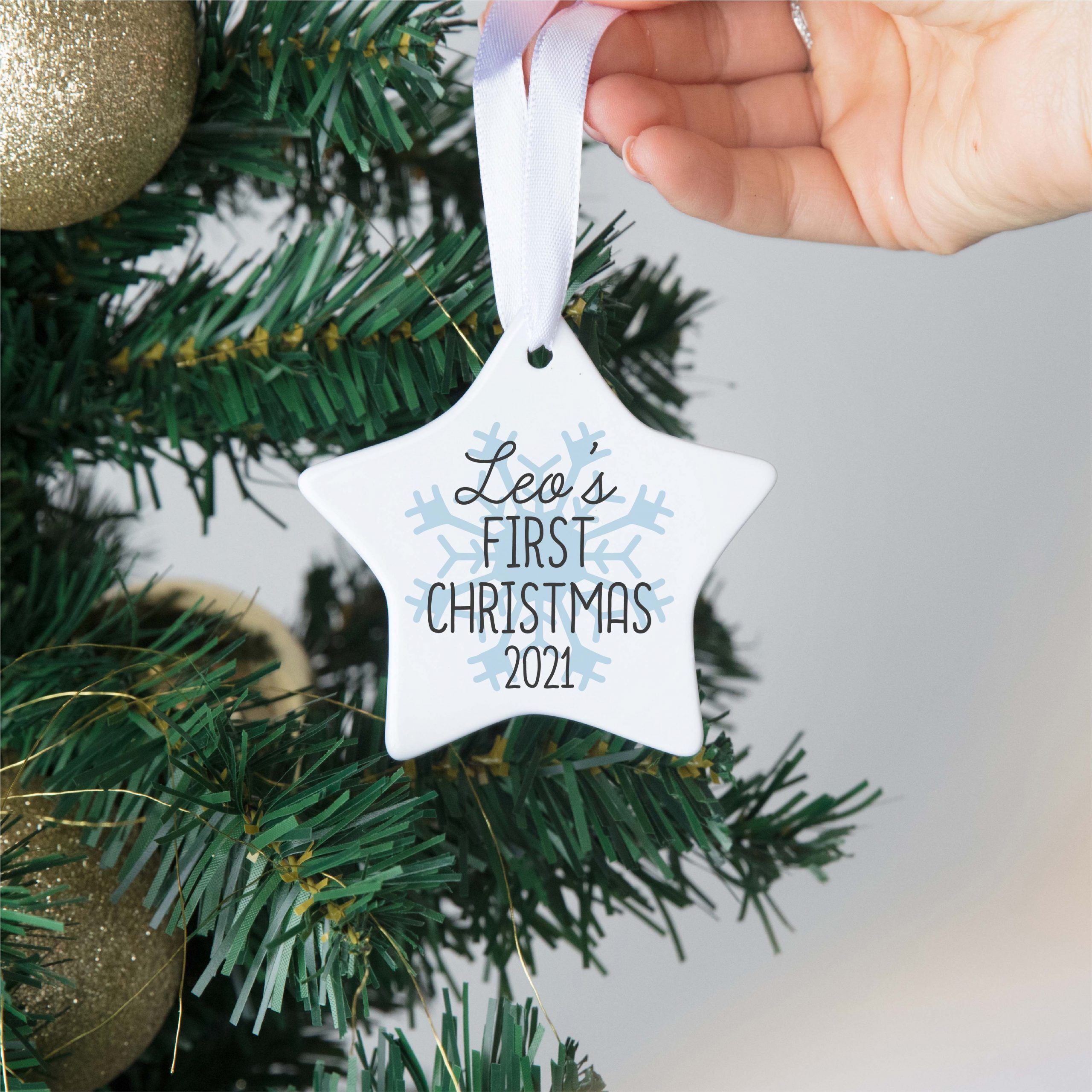 Personalised First Christmas Ceramic Christmas Tree Bauble - Family Keepsake - Image 2