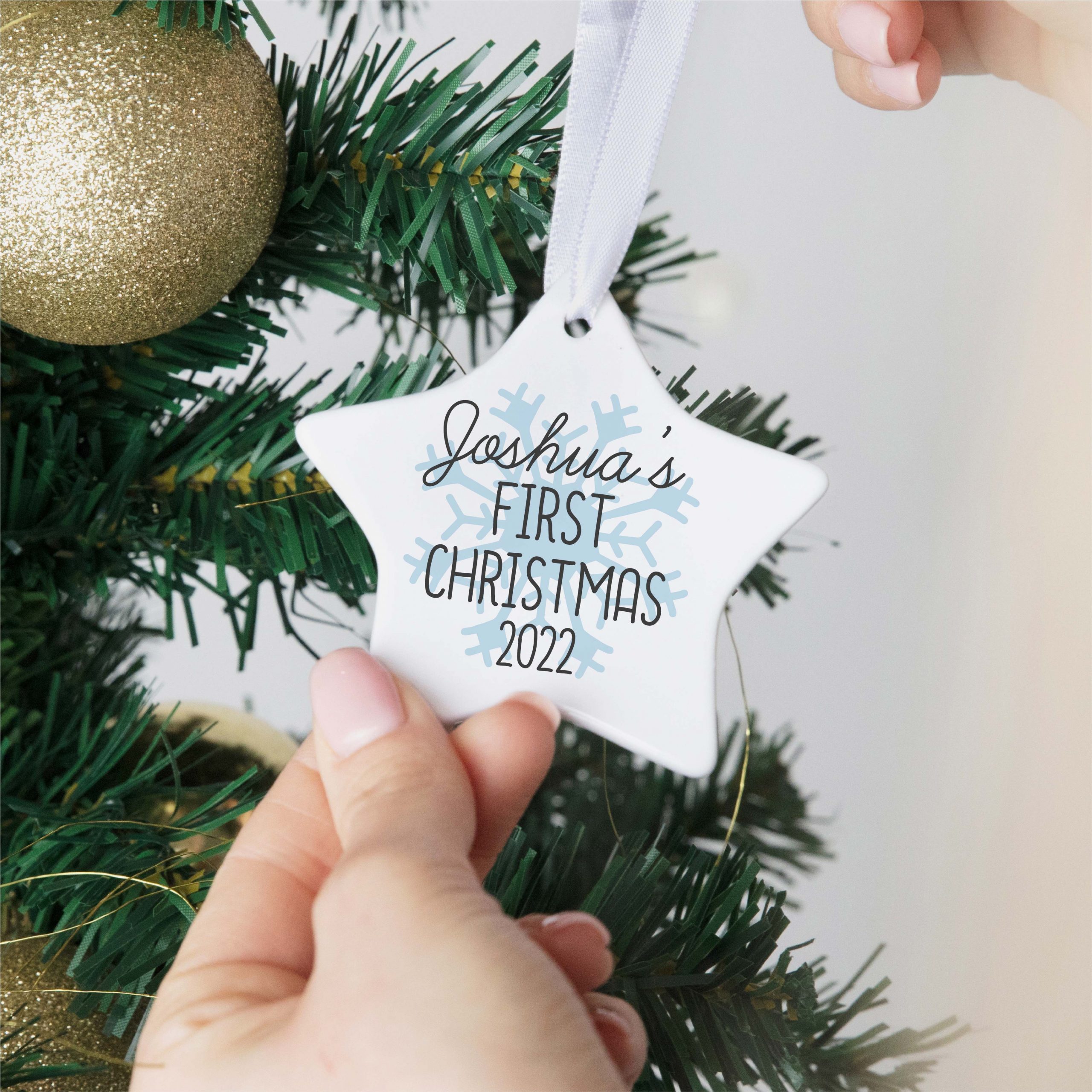Personalised First Christmas Ceramic Christmas Tree Bauble - Family Keepsake - Image 3