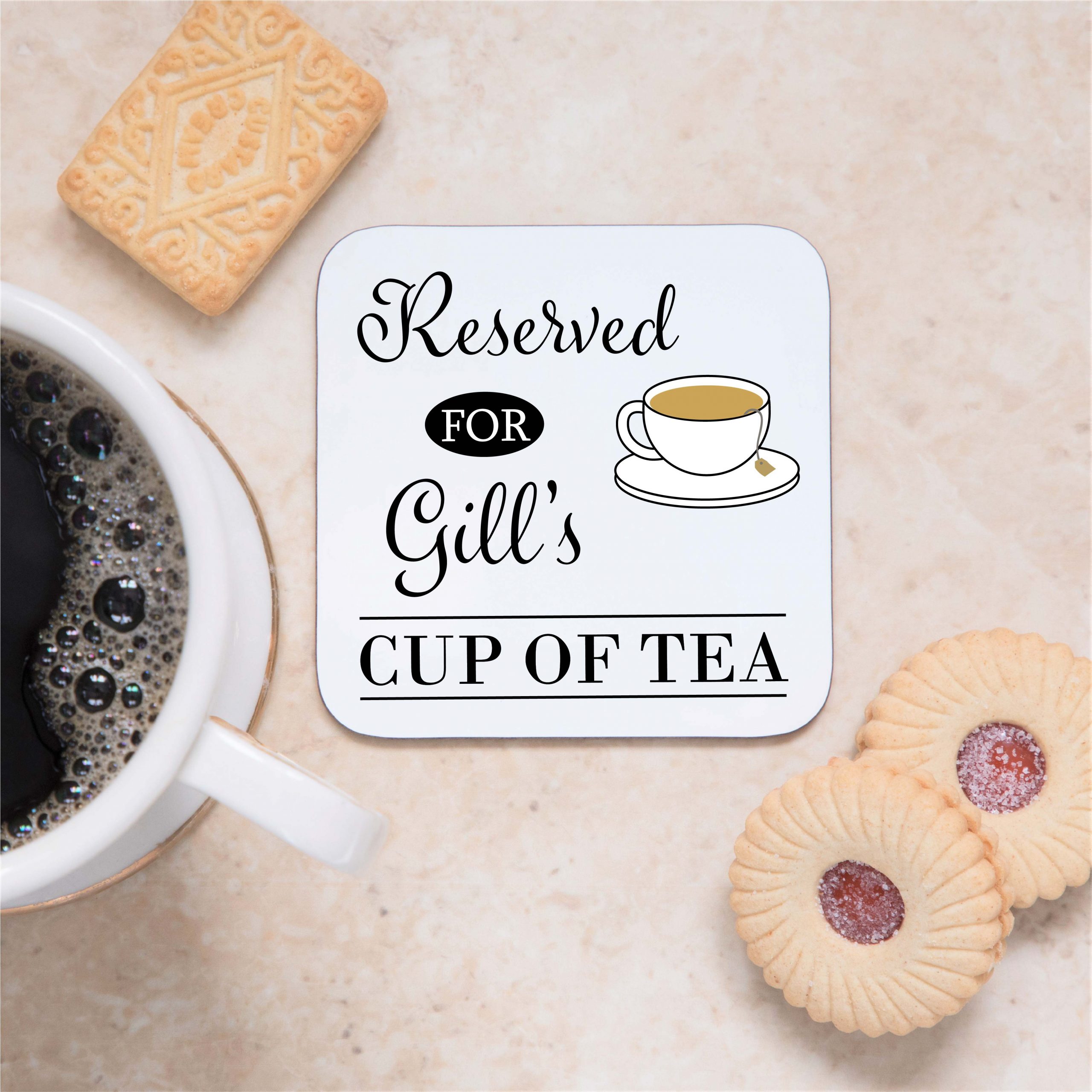 Personalised Wooden Cup of Tea Coaster - Gift for Him or Her - Image 4