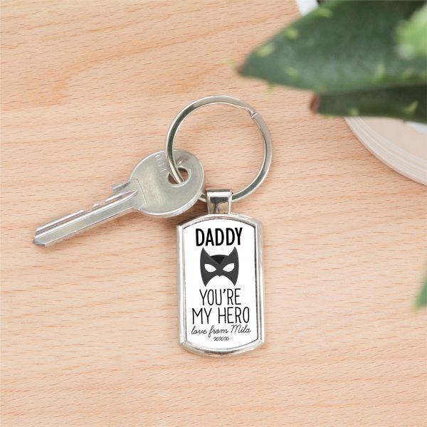 Personalised Daddy You're My Hero Metal Keyring - Image 2