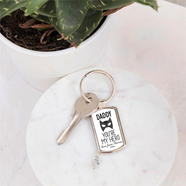 Personalised Daddy You're My Hero Metal Keyring - Image 3