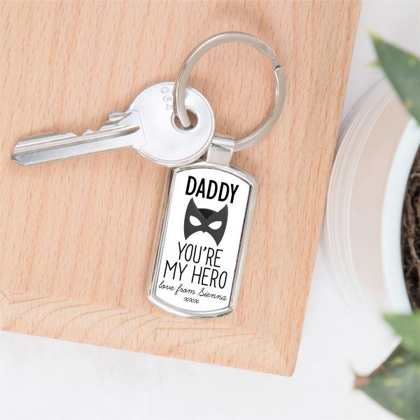 Personalised Daddy You're My Hero Metal Keyring - Image 4