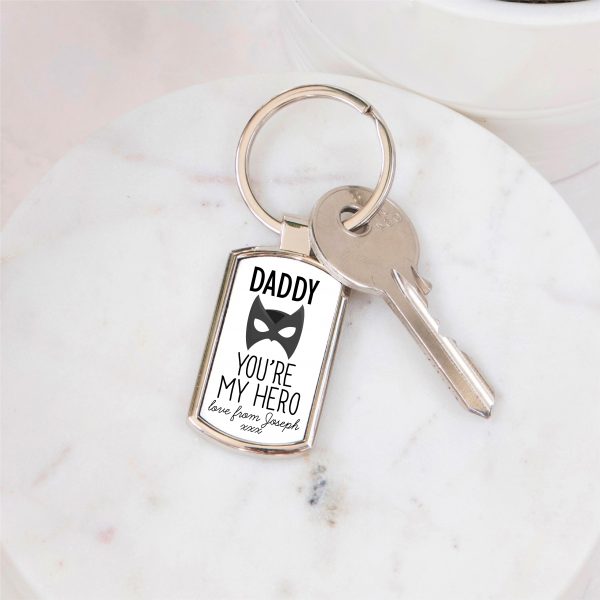 Personalised Daddy You're My Hero Metal Keyring - Image 5