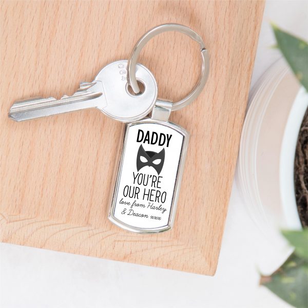 Personalised Daddy You're Our Hero Metal Keyring - Image 4