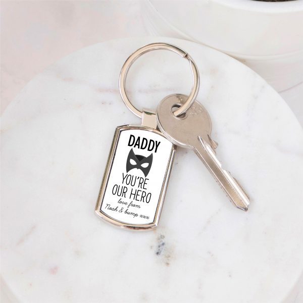Personalised Daddy You're Our Hero Metal Keyring - Image 5