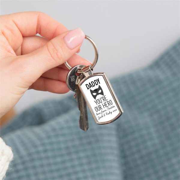 Personalised Daddy You're Our Hero Metal Keyring - Image 6